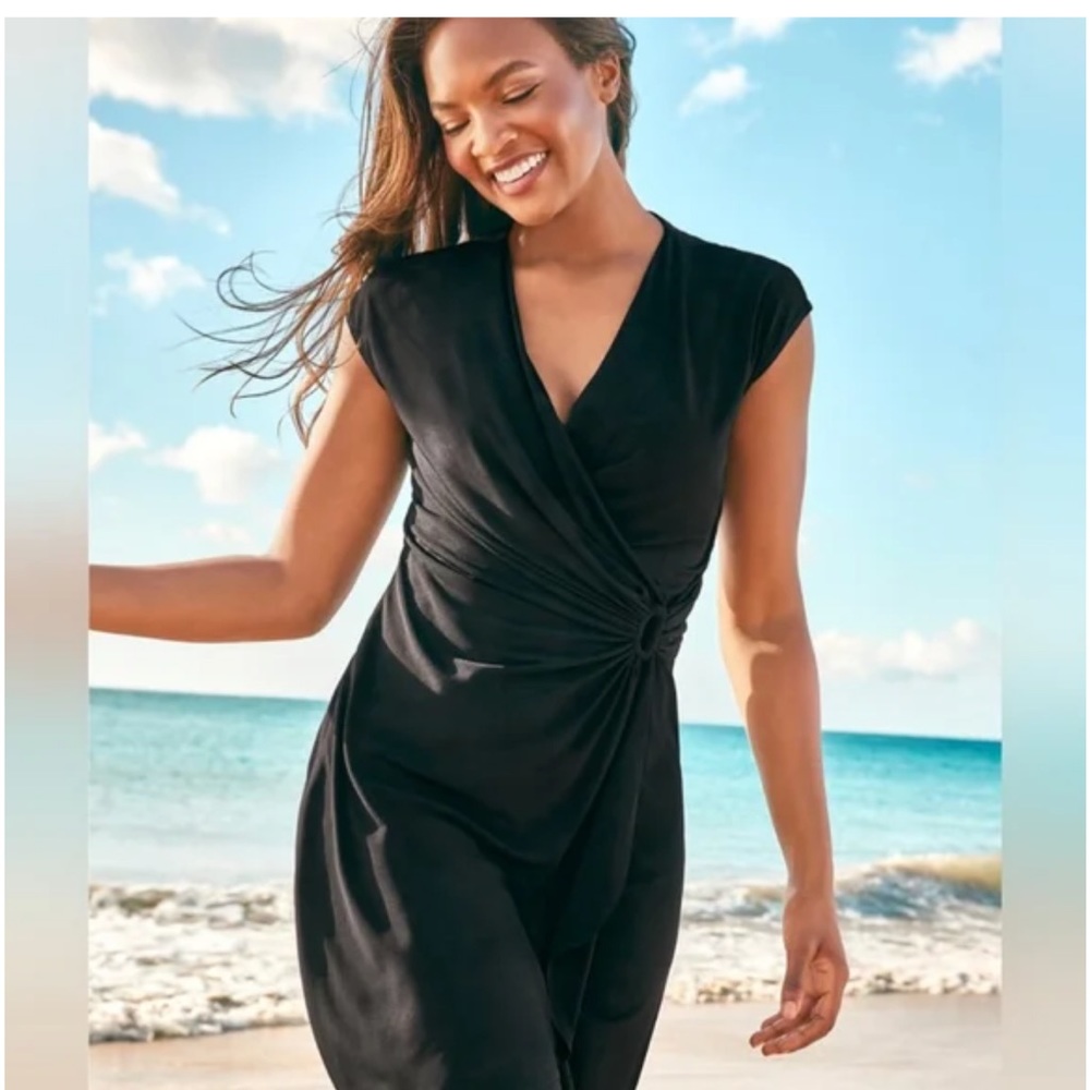 NWT. Tommy Bahama Carmela Faux Wrap Dress Black Size Medium
